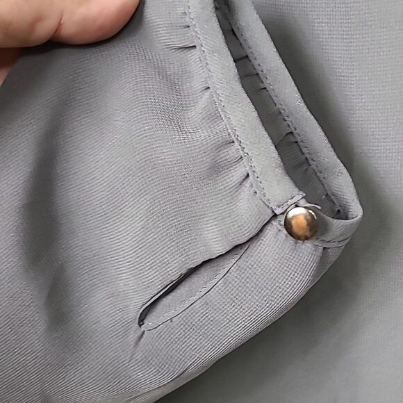 Banana Republic Petite Small Gray Silky Soft Sheer Open Back Blouse Minimalist - Picture 4 of 10